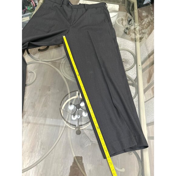 Structure Mens Dress Pants 38x30 Pinstripe Black Polyester/Viscose Trousers - Picture 5 of 6